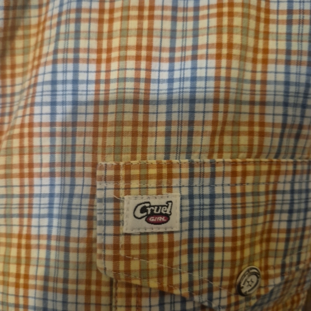 Womans Cruel Girls Multicolor Plaid Shirt - Picture 2 of 5